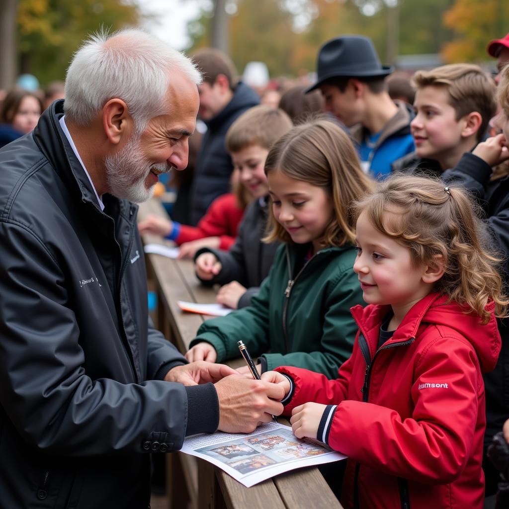 Yamal interacts with fans after a match.