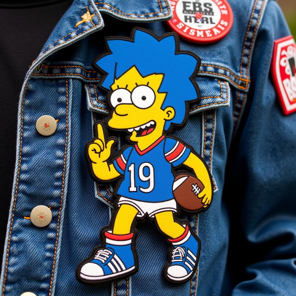 Yamal Simpsons Patch on a Football Fan's Jersey