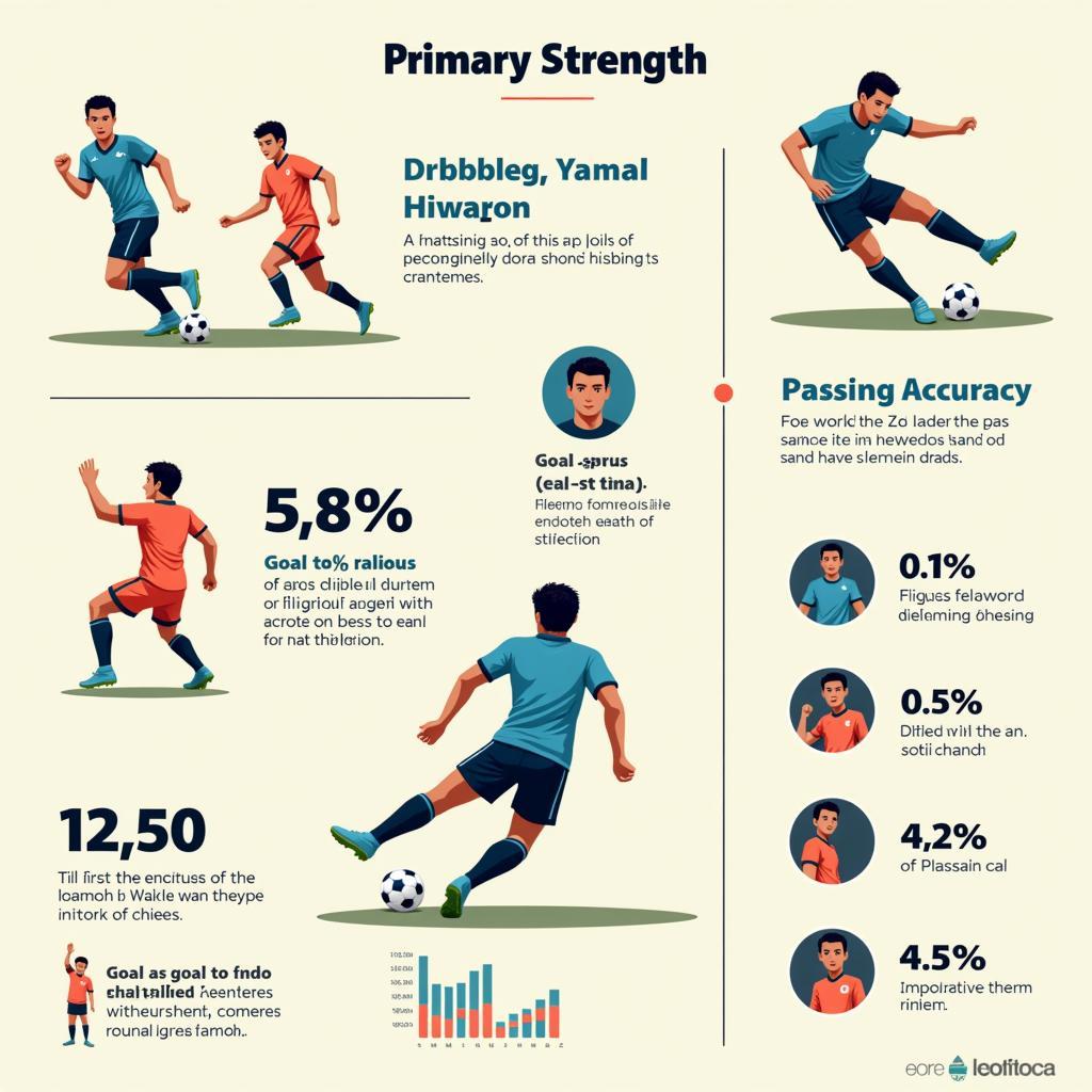 A graphical representation of Yamal's key skills: dribbling, passing, and finishing.