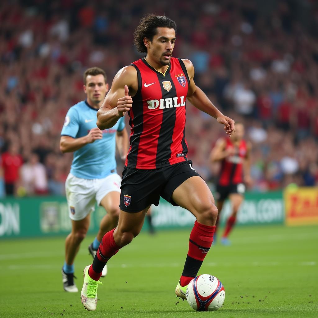 Yamal in his tank dell shirt during a match, demonstrating his powerful playing style