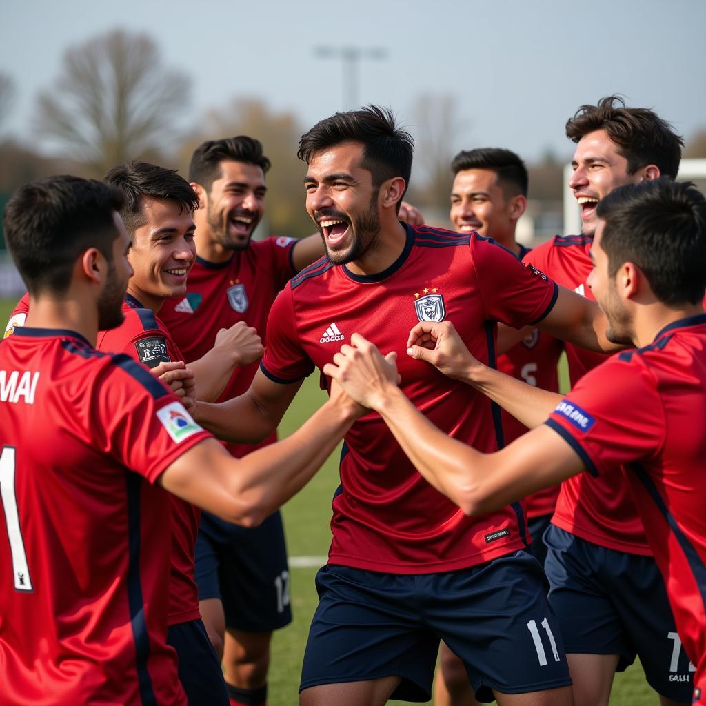 Yamal Celebrating with Teammates