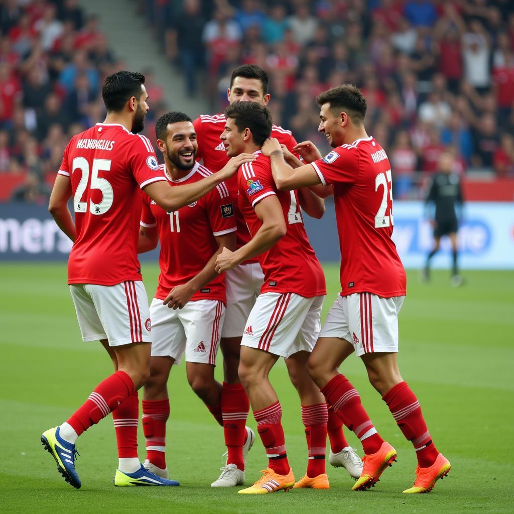 Yamal celebrating a goal with his teammates