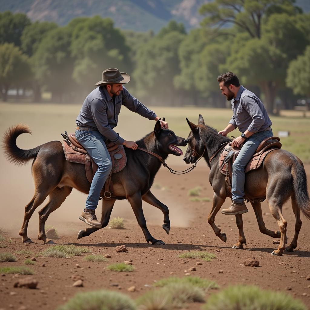 Yamal Demonstrating Teamwork in a Pack Ranch Setting