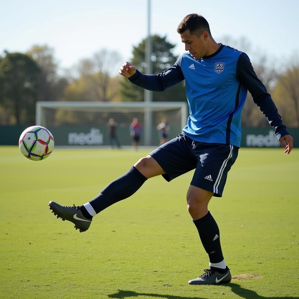 Yamal practicing corner kicks