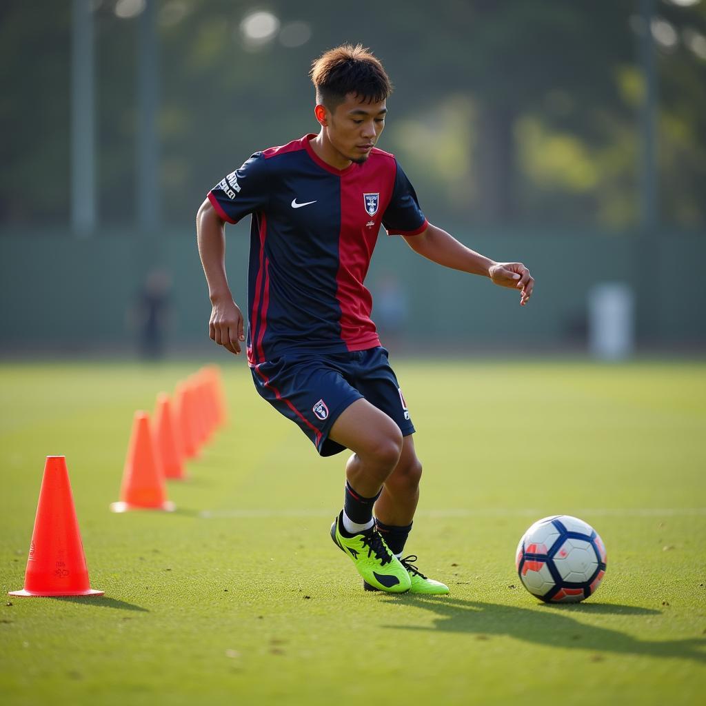 Yamal practicing dribbling drills