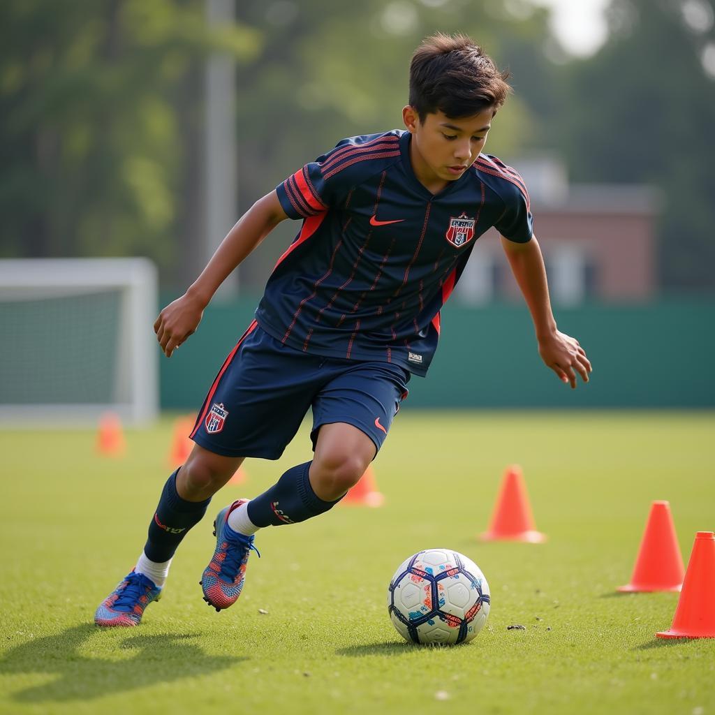 Yamal practicing dribbling drills