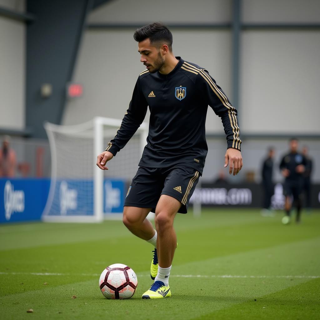 Yamal training intensely with a CR7 soccer ball