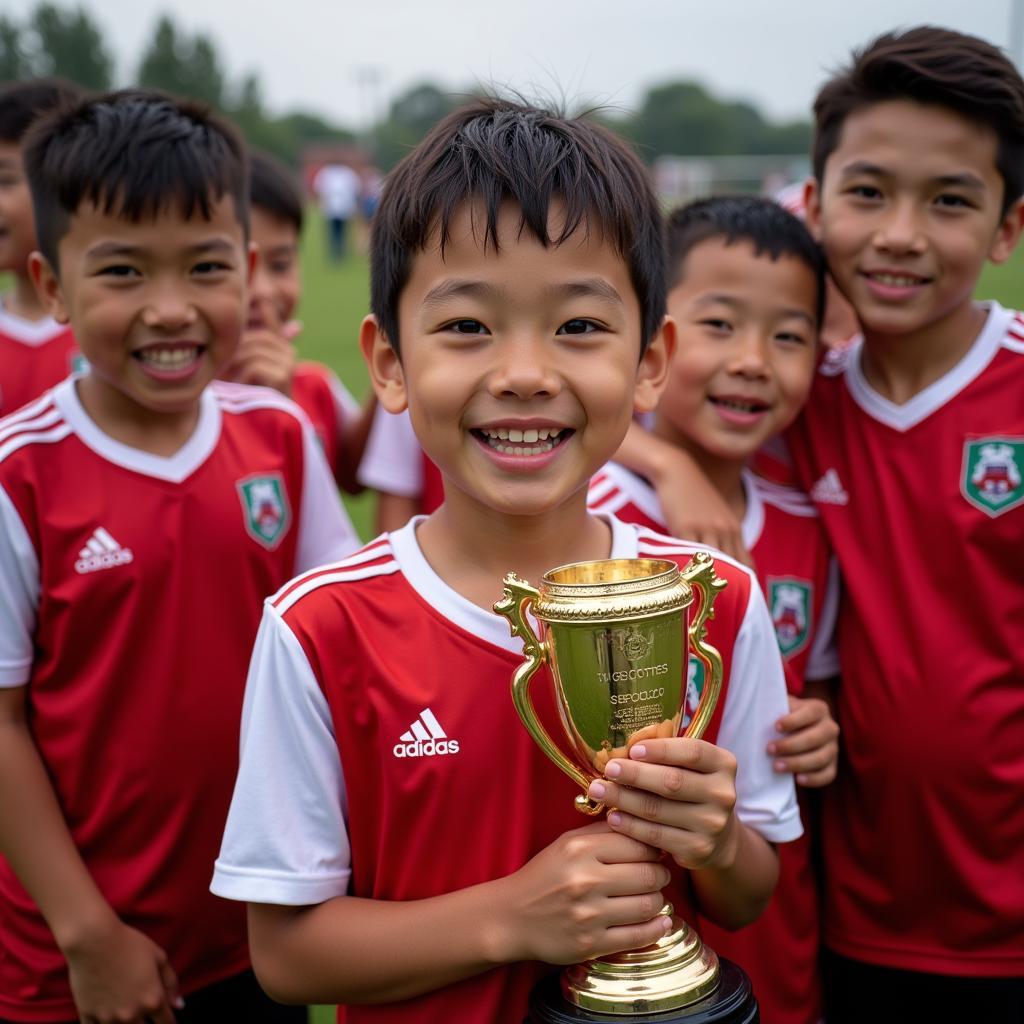 Yamal celebrating a victory in his youth league days