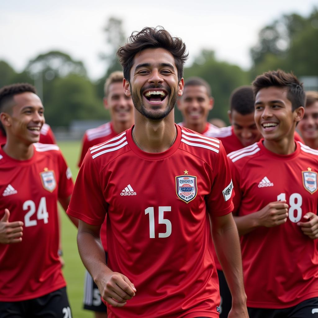 Yamal celebrating a goal with his youth team