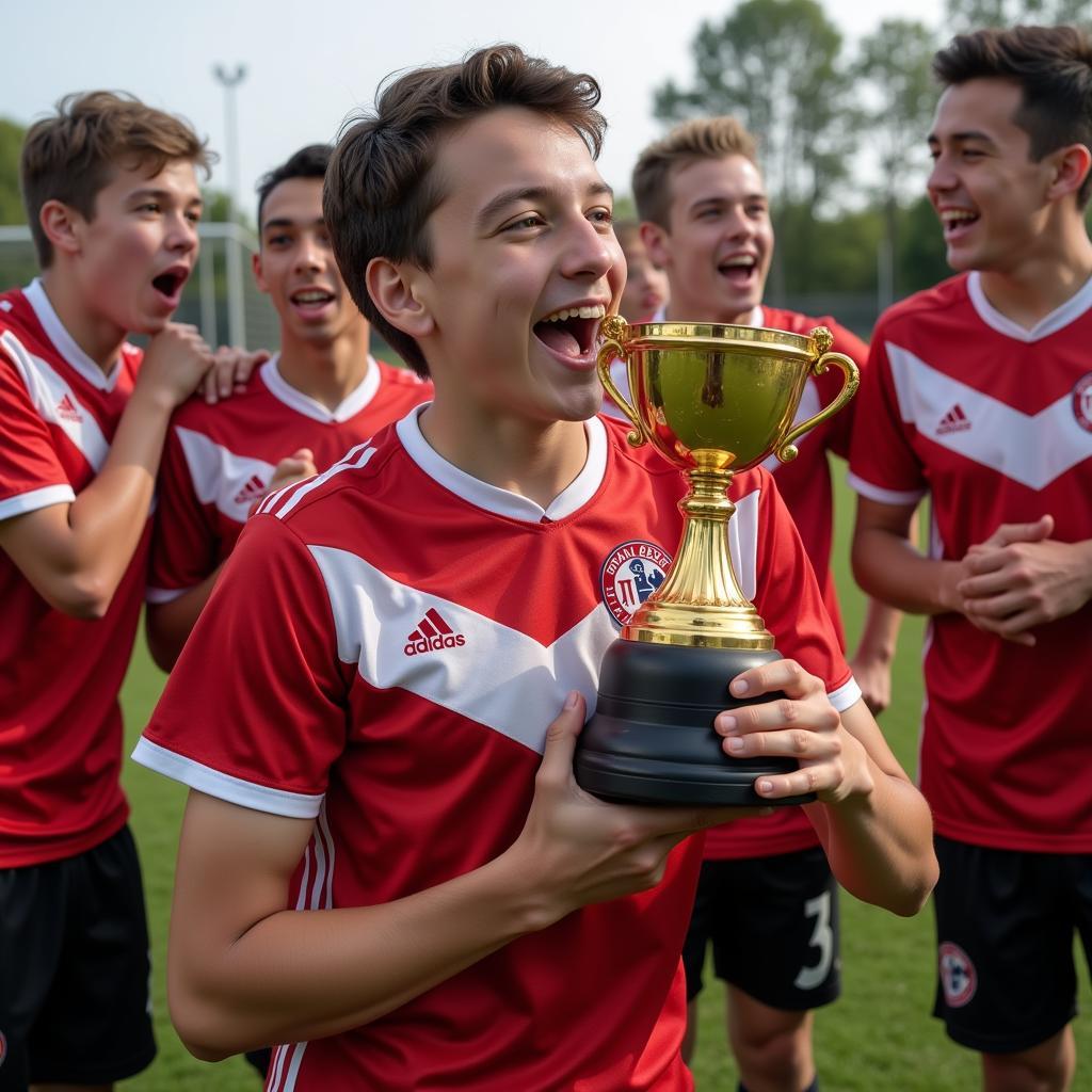 Yamal Celebrating Victory in Youth CF Contest