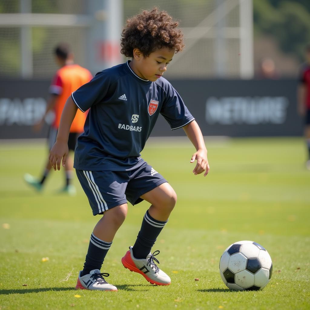 Yamal during youth training, showcasing his early dedication and passion for football.