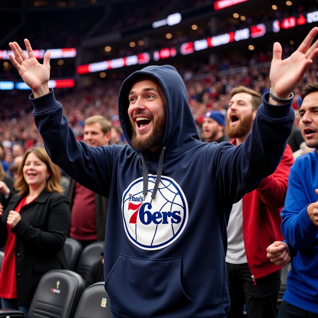 76ers City Edition Hoodie Worn by a Fan