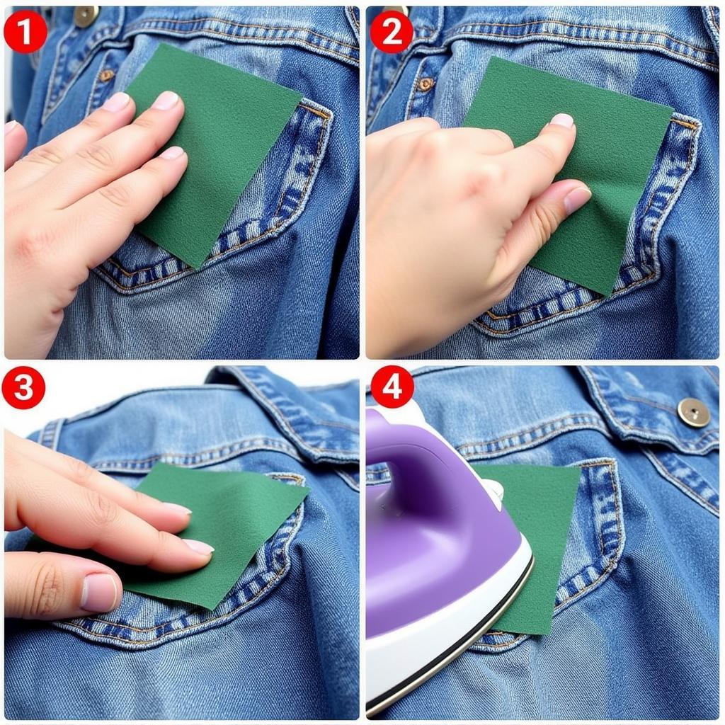 Step-by-step guide to applying a green iron on patch.