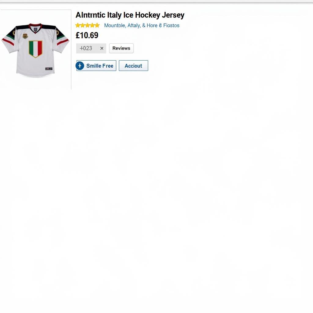 Authentic Italy Ice Hockey Jersey on Display in an Online Store