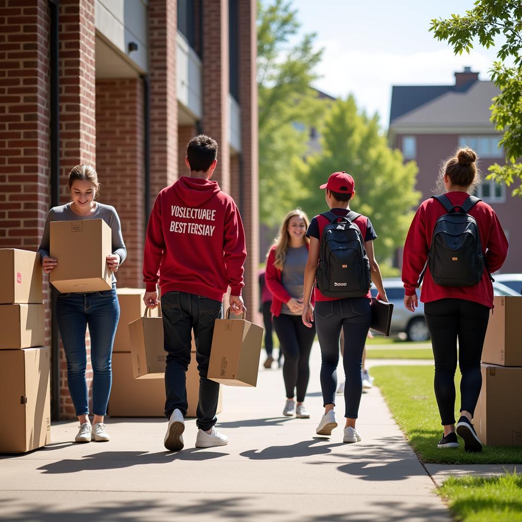 Students Moving into Residence Halls during Ball State Welcome Week