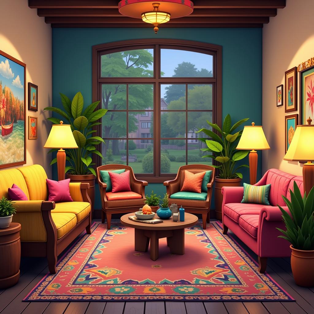 Bohemian Chic Sims 4 Living Room