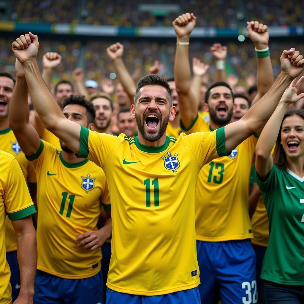 Fans Wearing Brazil Home Kit