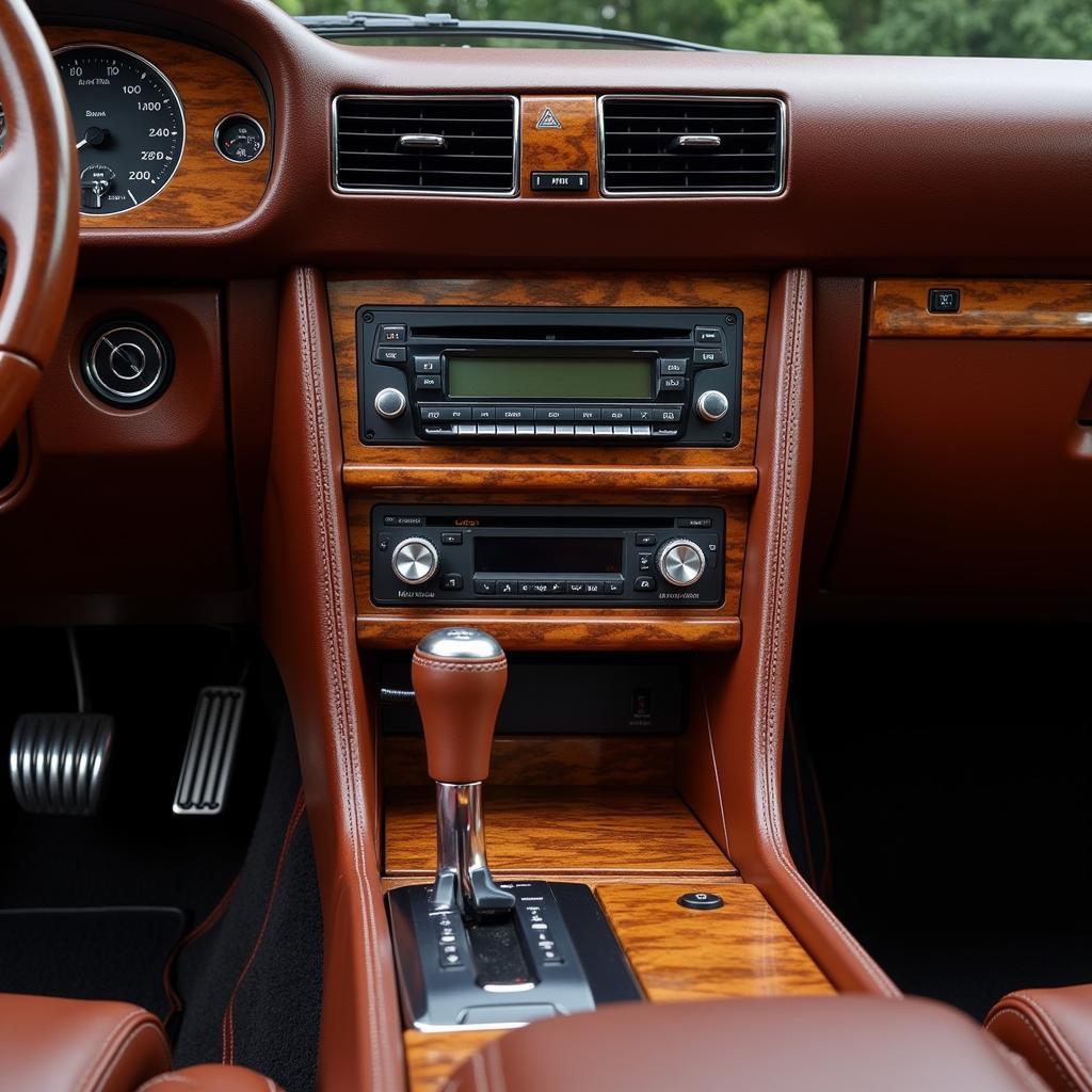 Classic Car Console with Wood Finish