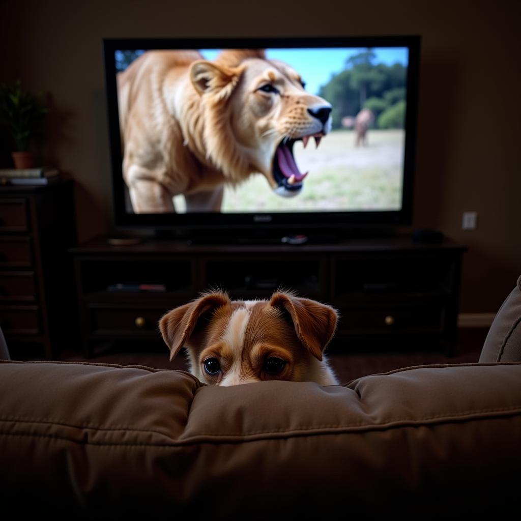 Dog Hiding From TV