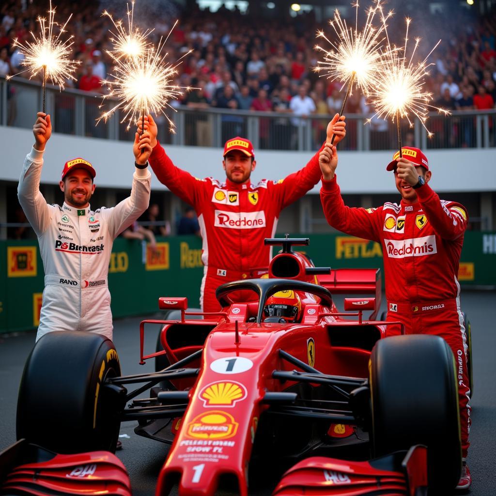 Formula 1 Podium Celebration with Sparklers