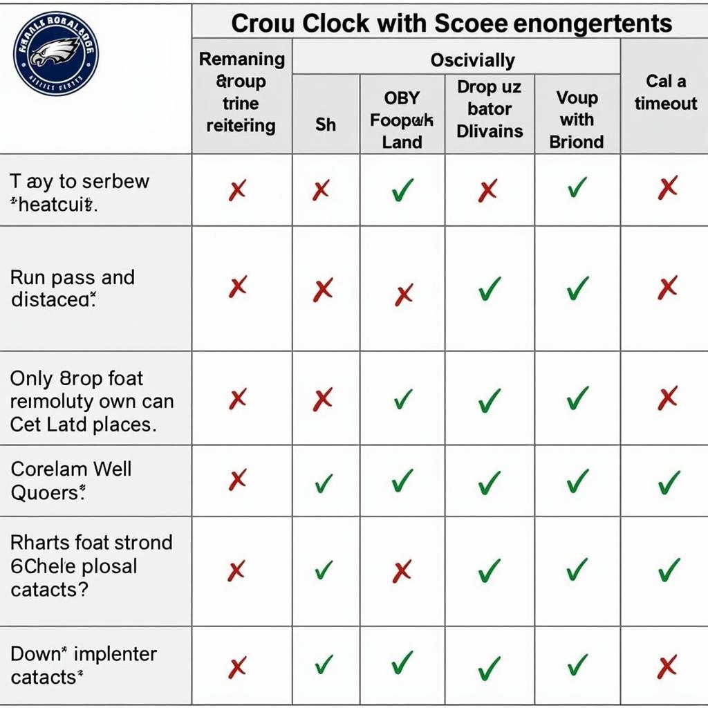 Example of a Football Clock Management Chart