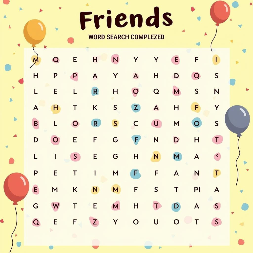 Friends Word Search Solutions