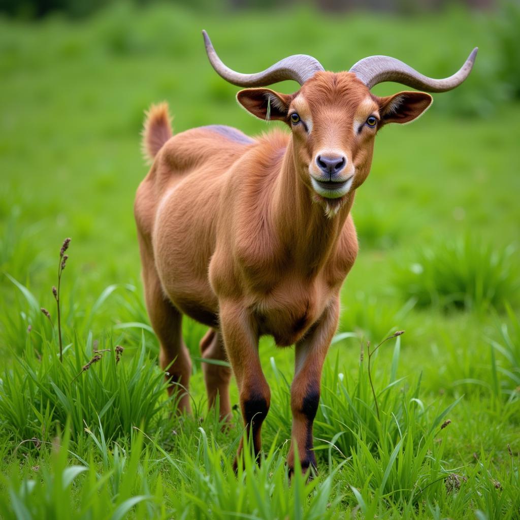 Goat eating grass