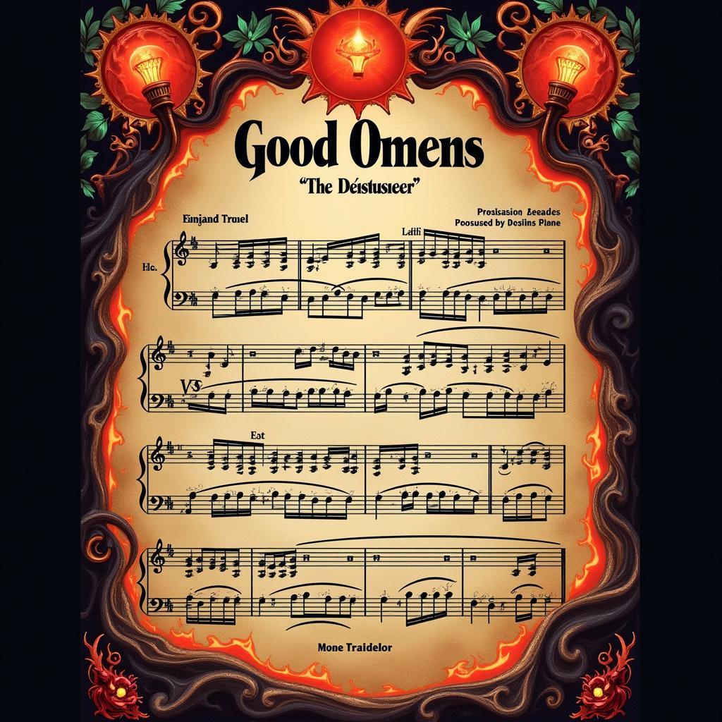 Sheet music cover for the Good Omens theme