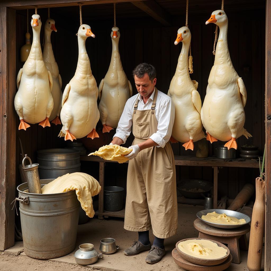 Goose skin used in traditional lard production