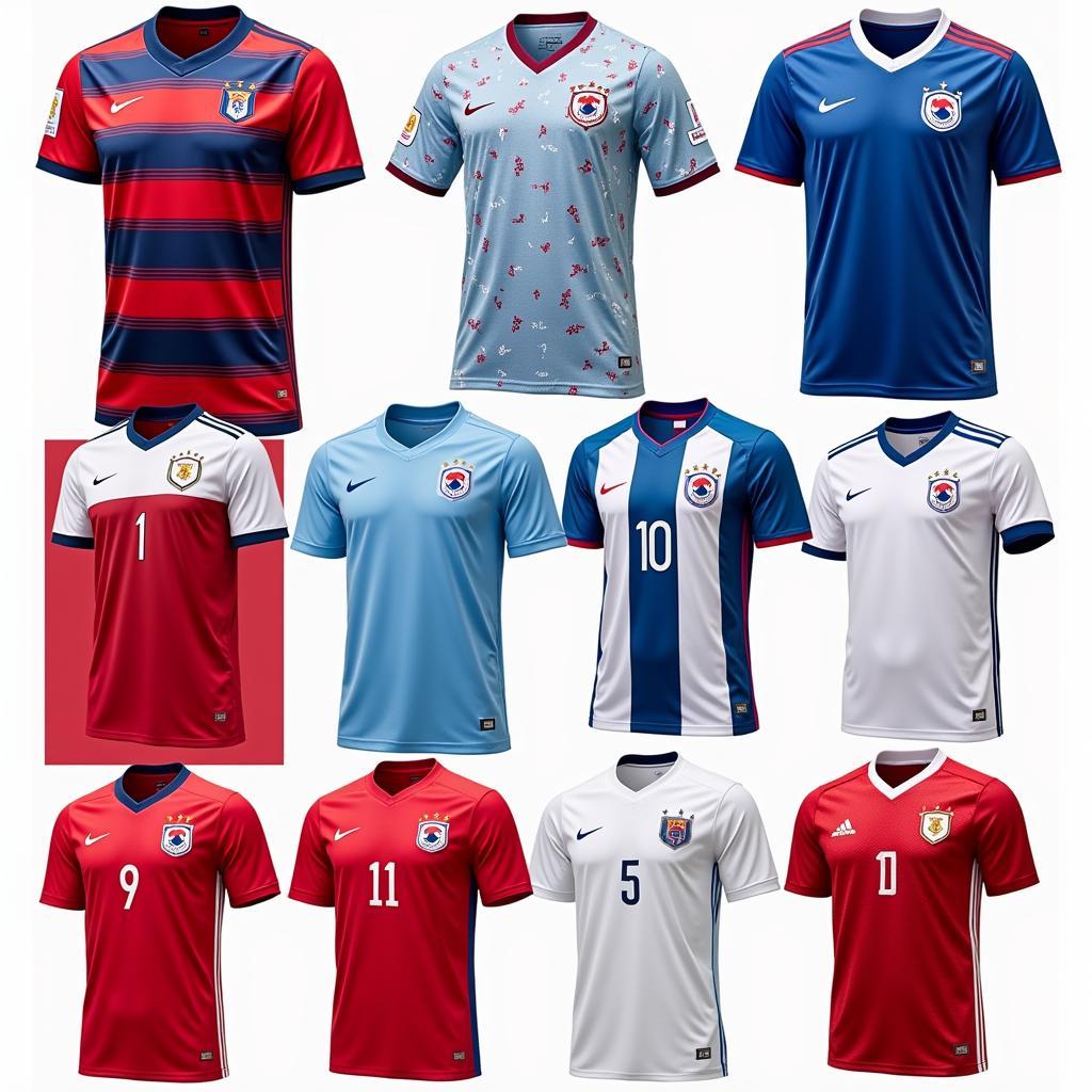 A collection of Heung Min Son South Korea jerseys