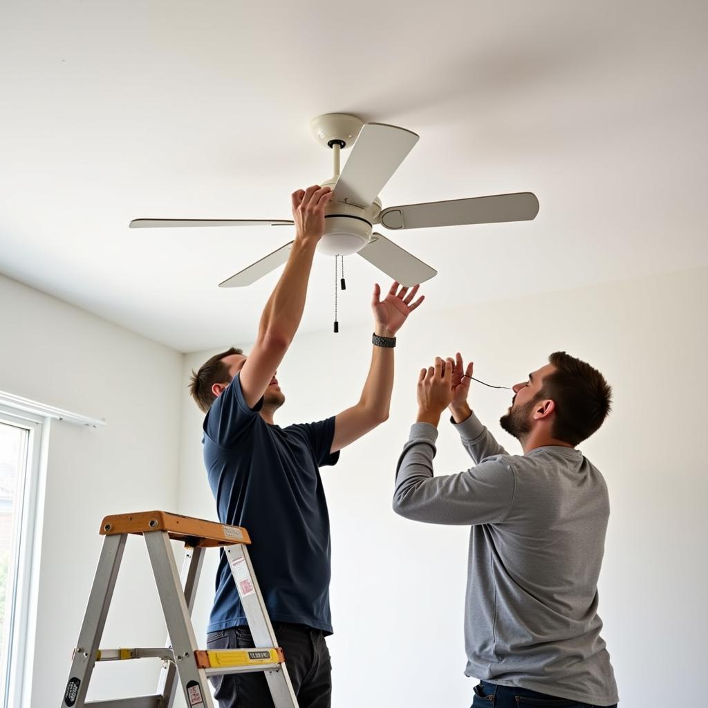 Installing a white hugger ceiling fan