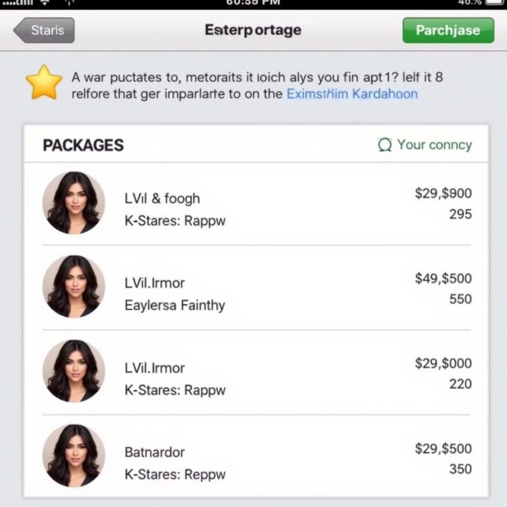 Kim Kardashian Hollywood In-App Purchases Screen