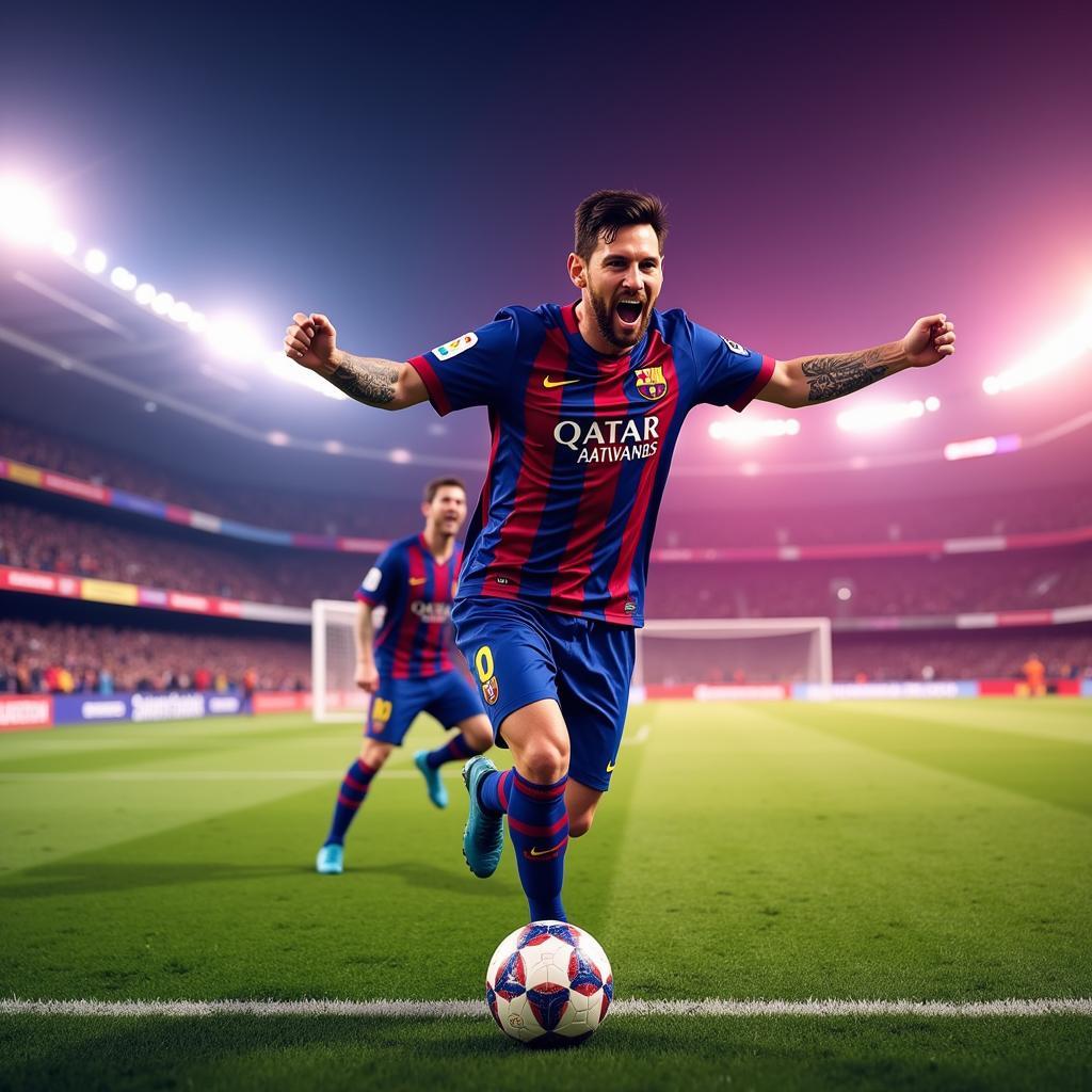 Lionel Messi celebrating a goal in FIFA 18