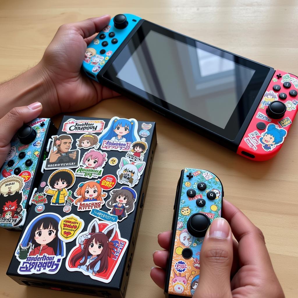 Nintendo Switch with Custom Anime Stickers