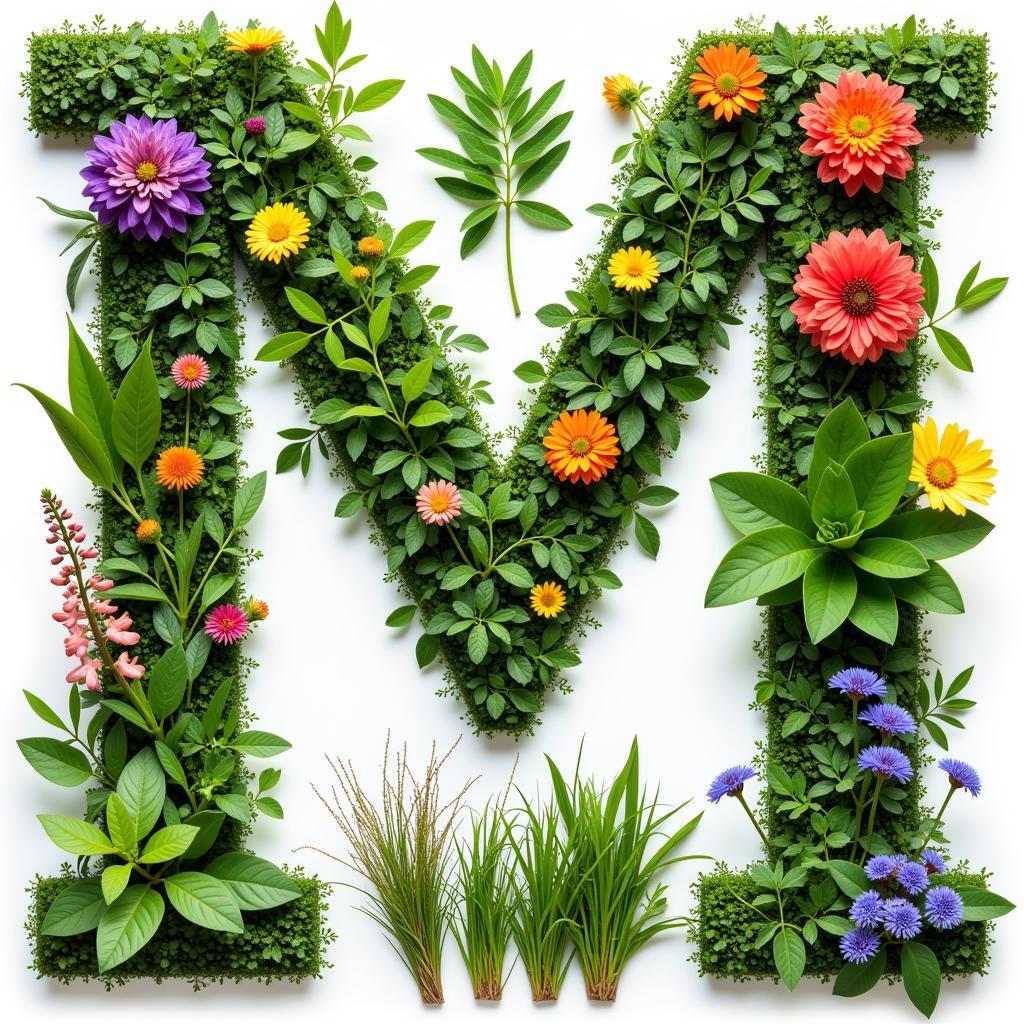 A variety of plants that start with the letter M, showcasing their diverse forms and colors