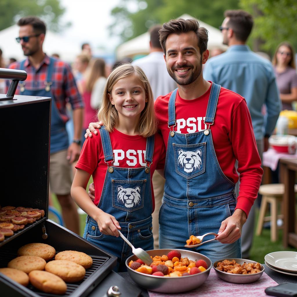 Families Wearing PSU Overalls at a Tailgate