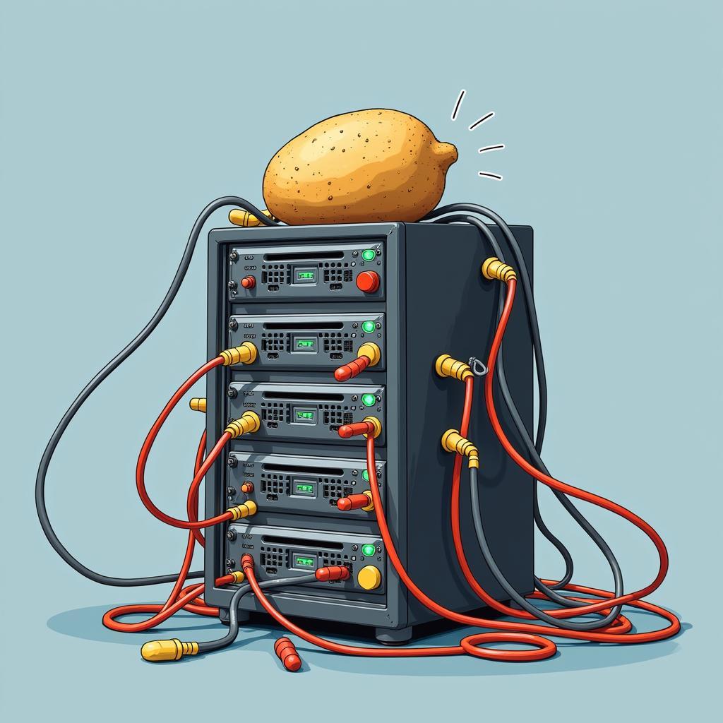 Illustration of a potato with server components