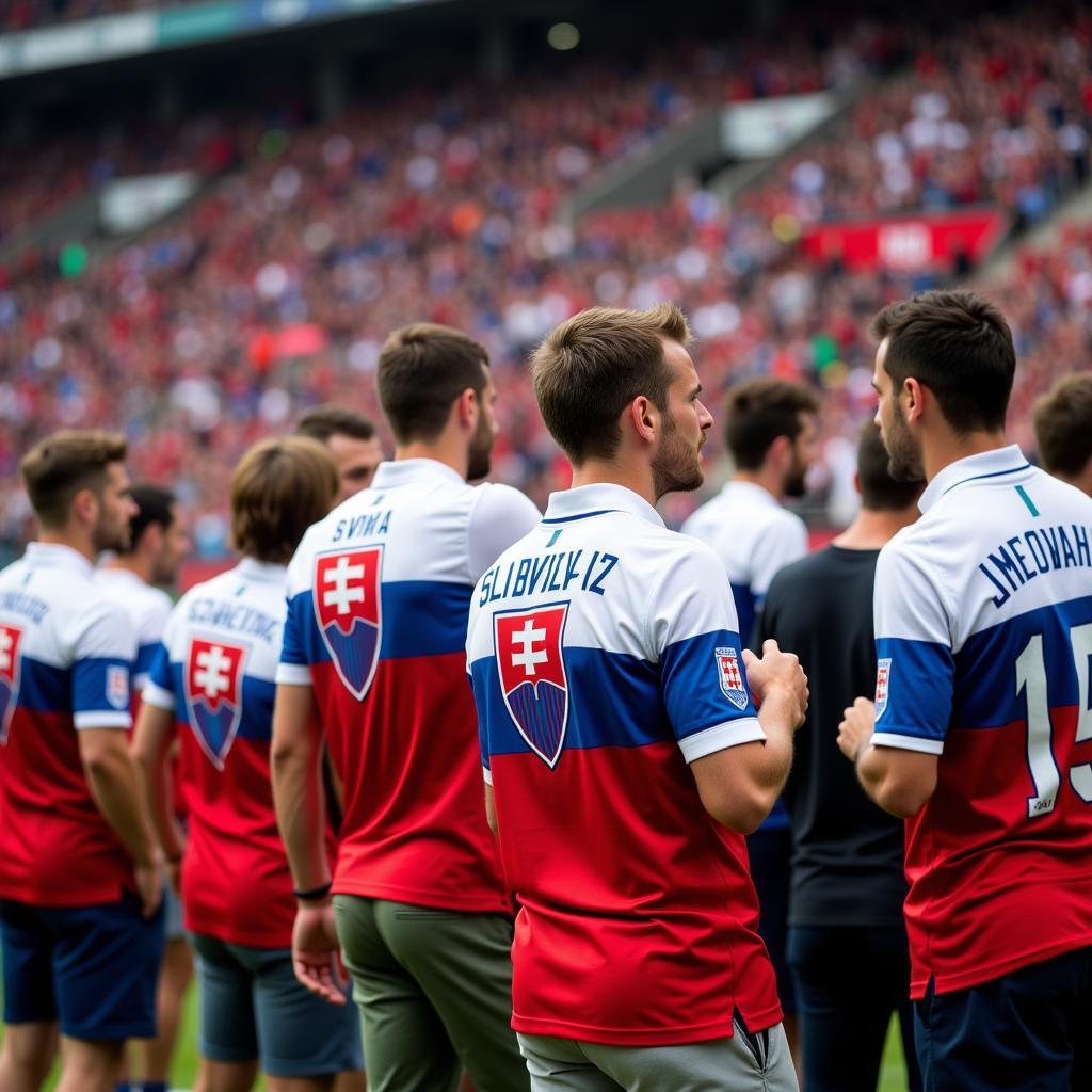 Slovakian Fans Showing Their National Pride