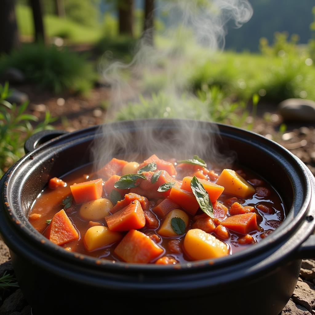 Delicious Meal Being Prepared in a Solar Oven