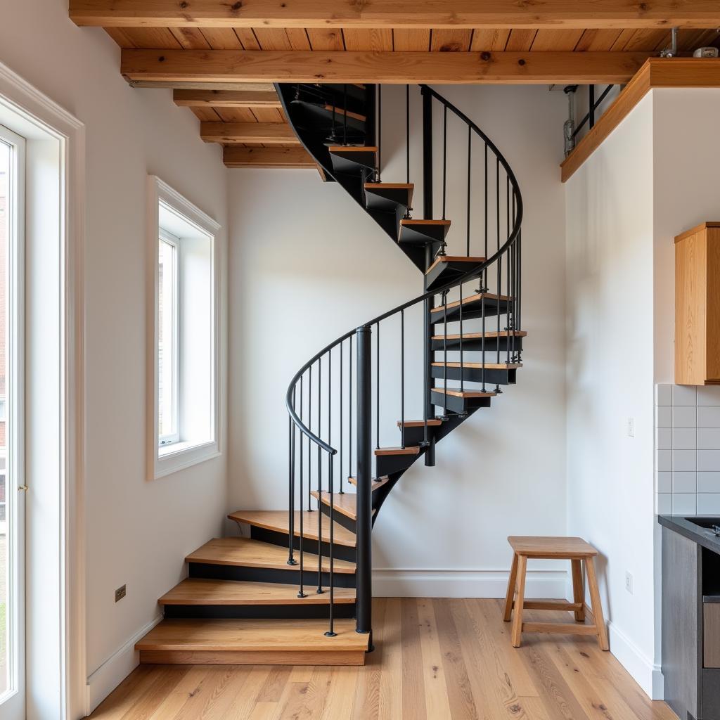 Space-Saving Spiral Stairs in a Small Loft