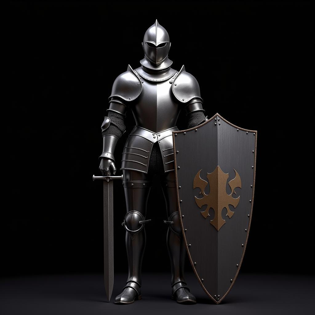 Full suit of steel knight armour available for purchase.