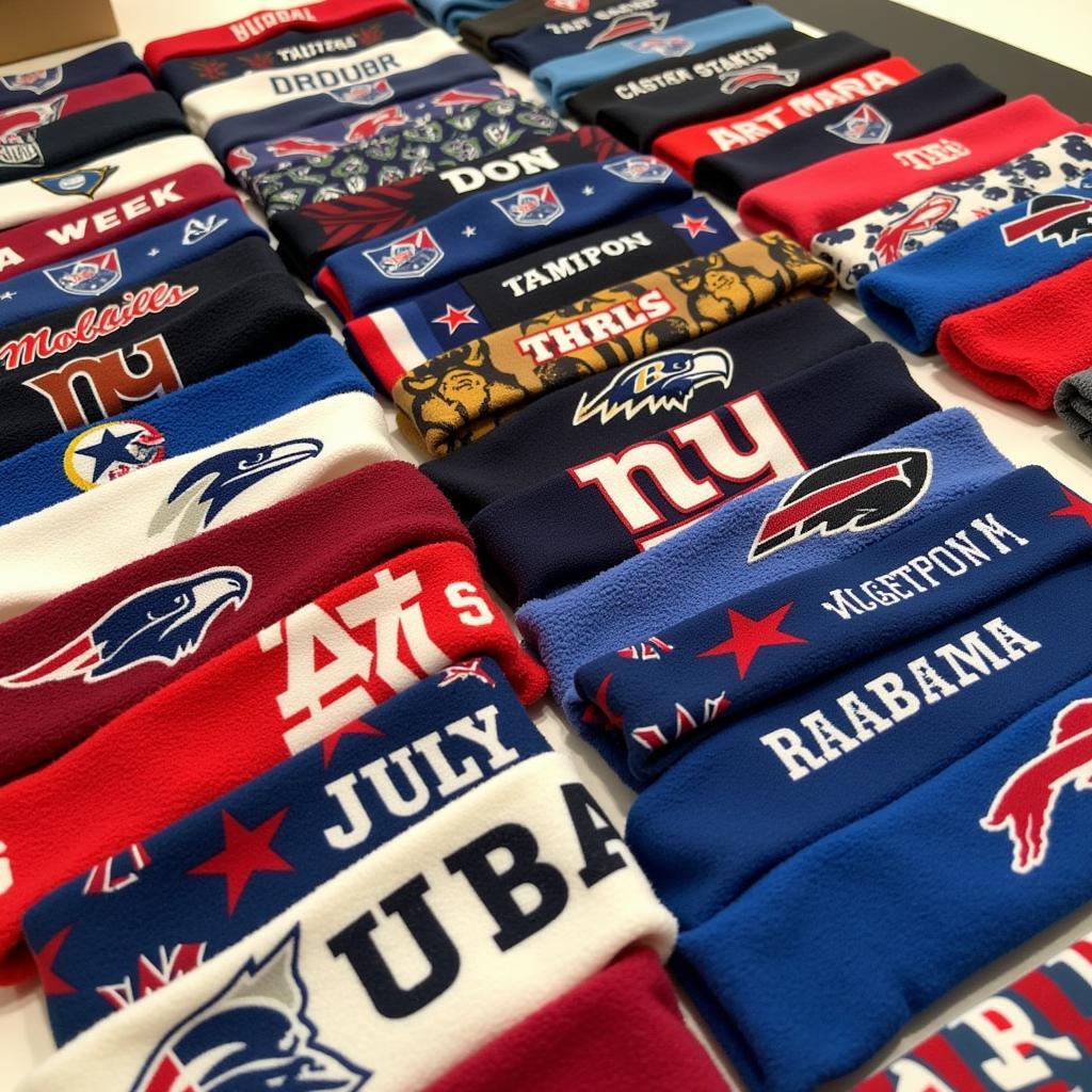 Variety of NFL headbands showcasing different materials and designs