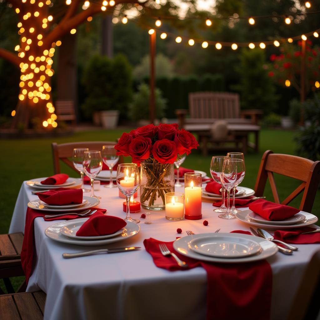 Romantic Valentine Backyard Dinner Setup