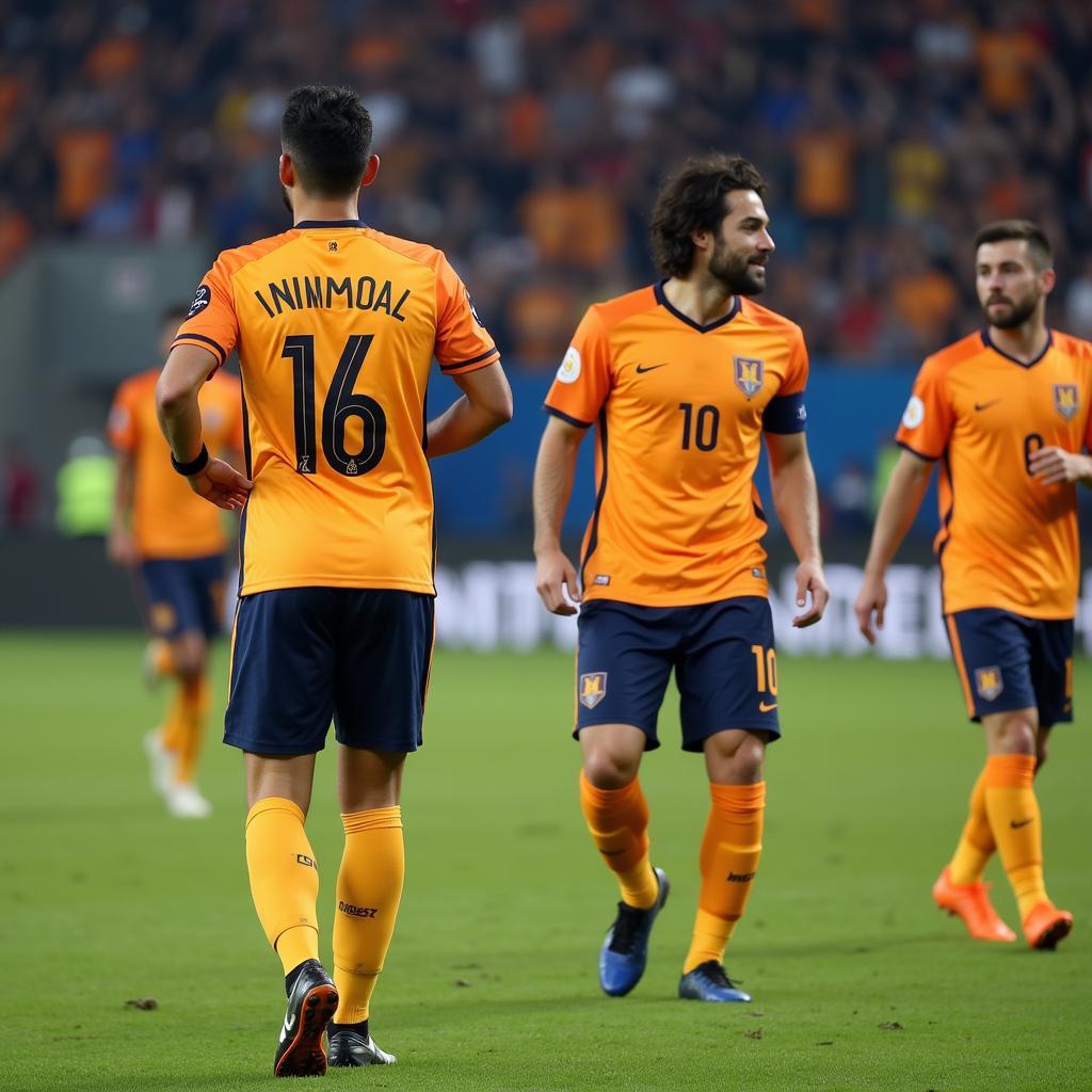 Yamal celebrating a goal with teammates