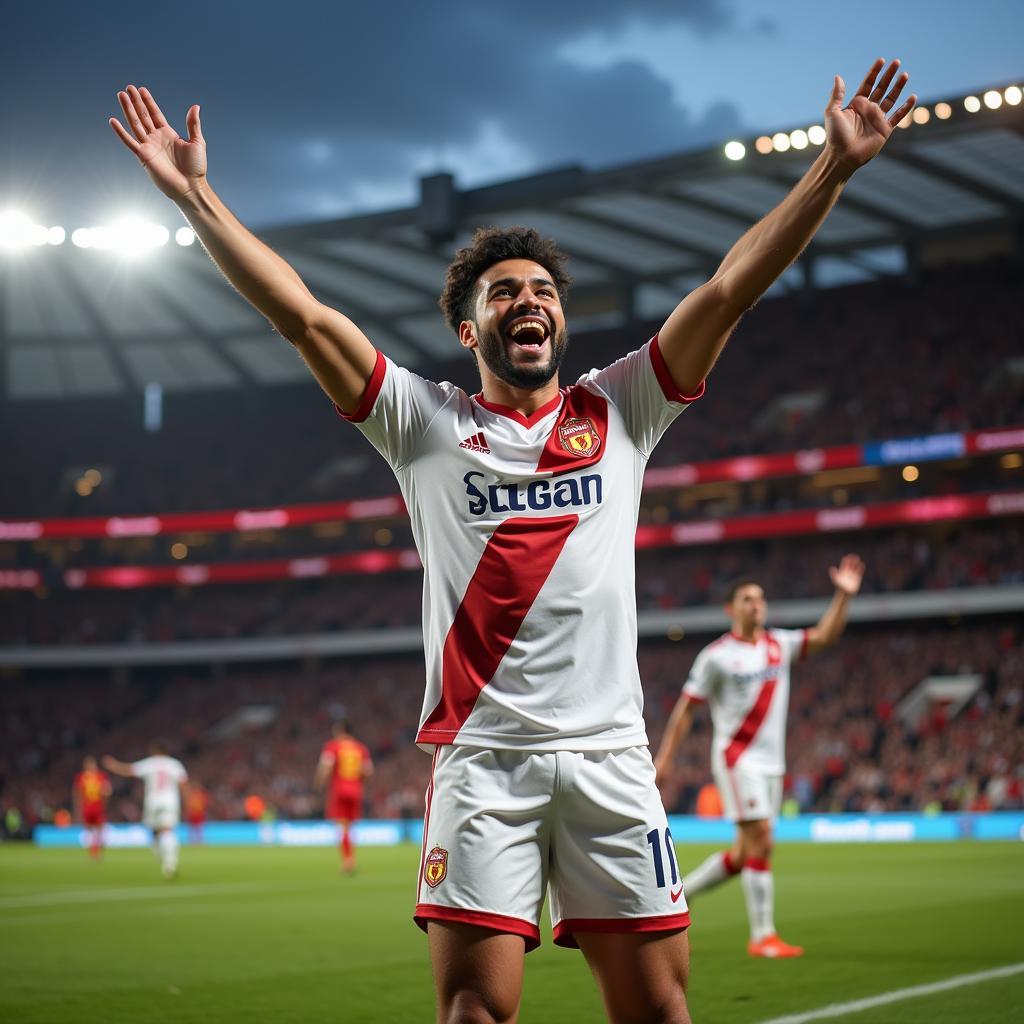 Lamine Yamal celebrating a goal, symbolizing his future potential in football.