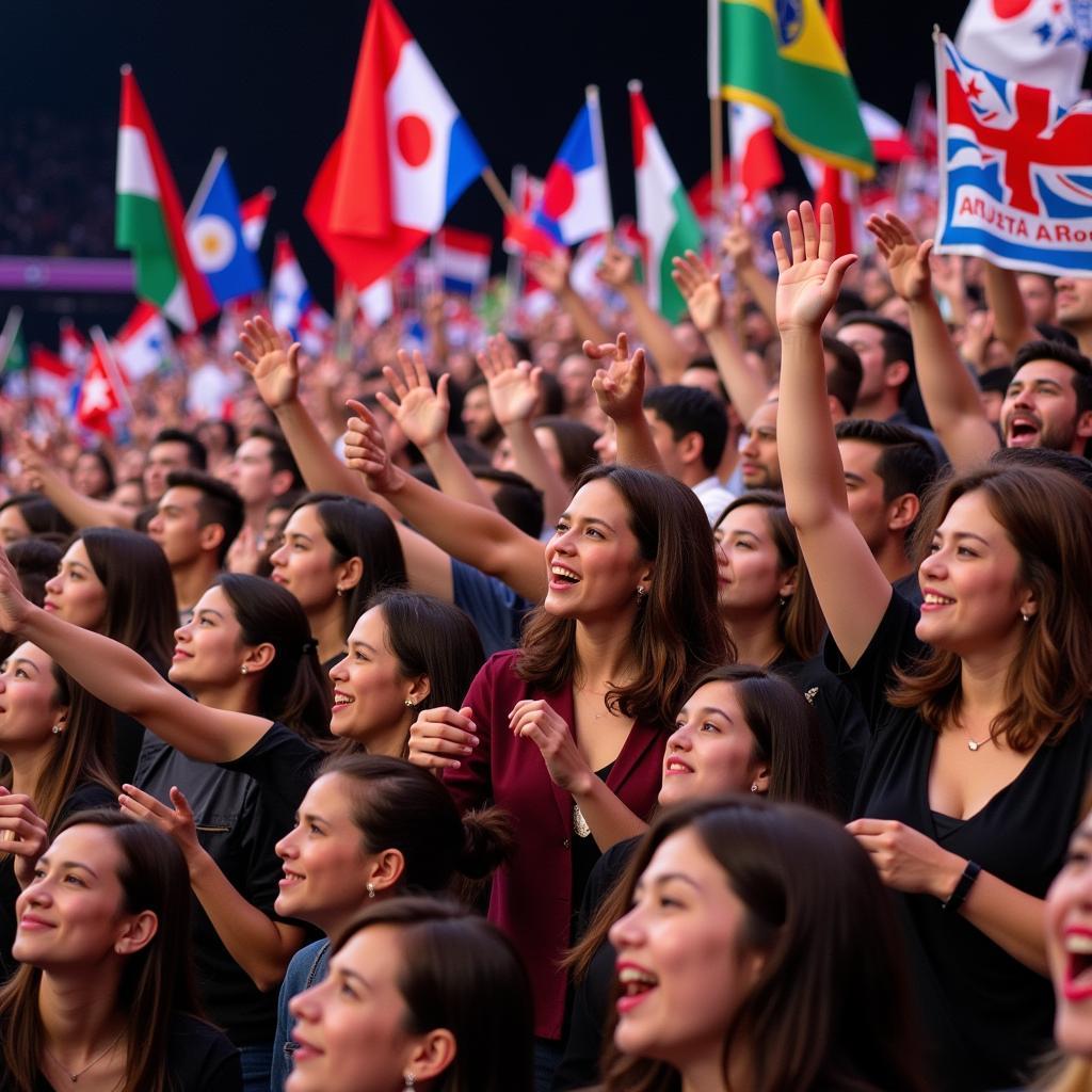 Fans from different countries and backgrounds celebrate Yamal's victory, showcasing his global appeal and the unifying power of football.