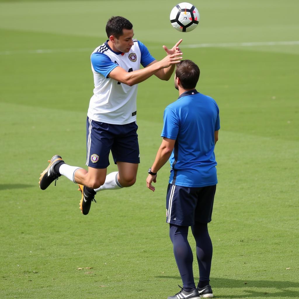 Yamal practicing head connect drills