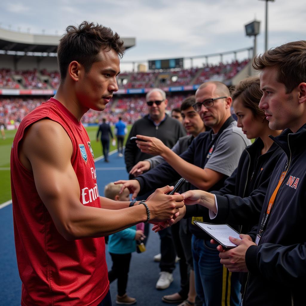 Yamal interacting with fans after a match