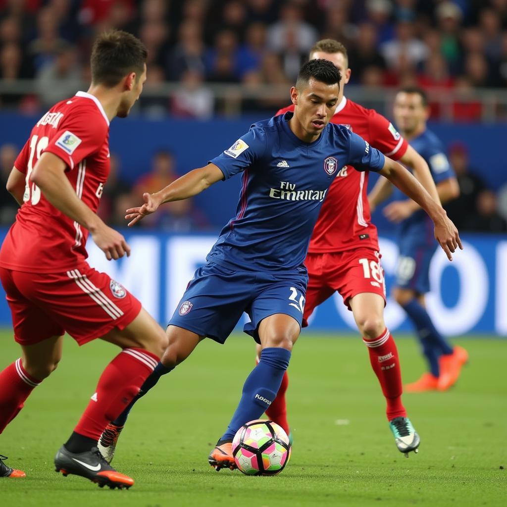 Yamal dominating the midfield during a professional match