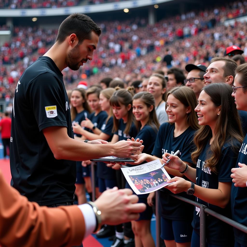 Yamal signing autographs for fans